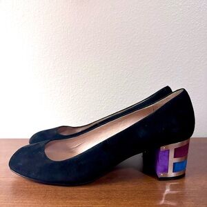Mina Elegant Black Pumps with Colorful Heel